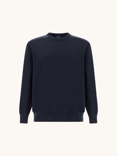 Paul & Shark CREW‑NECK SWEATER IN FRESCO COTTON WITH LINEN DETAILS