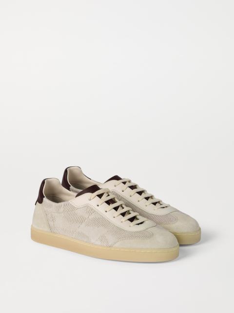 Brunello Cucinelli Cotton knit, suede and matte calfskin sneakers
