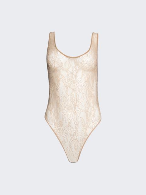 WARDROBE.NYC Lace Tank Bodysuit Khaki