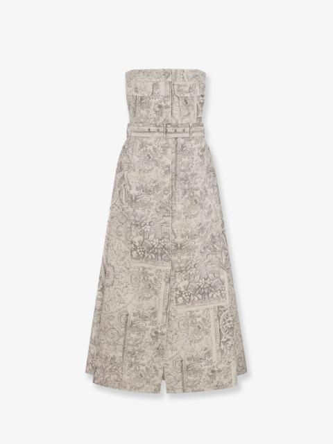 Dior Dior Dior Barocco Cotton And Linen Flared Midi Dress
