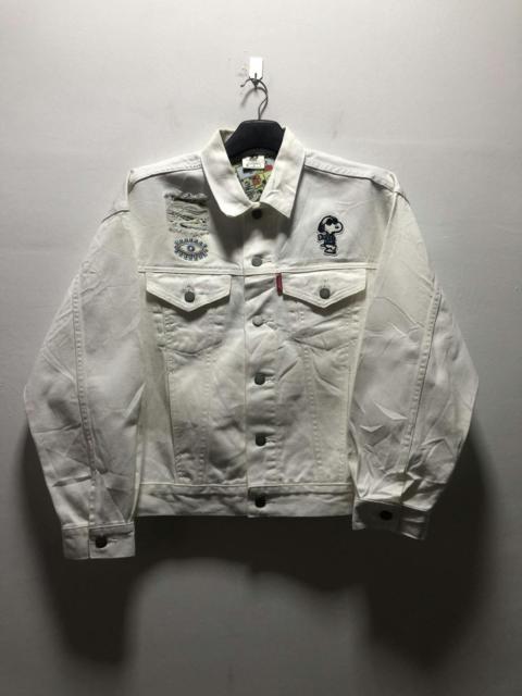 Other Designers Distressed Denim - PEANUTS Denim Jacket 70years X NERVOSA Metal MADHOUSE Tattoo