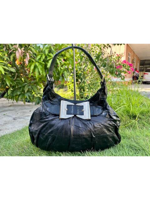 GUCCI Authentic Gucci Black Dialux Coated Canvas Queen Large Hobo