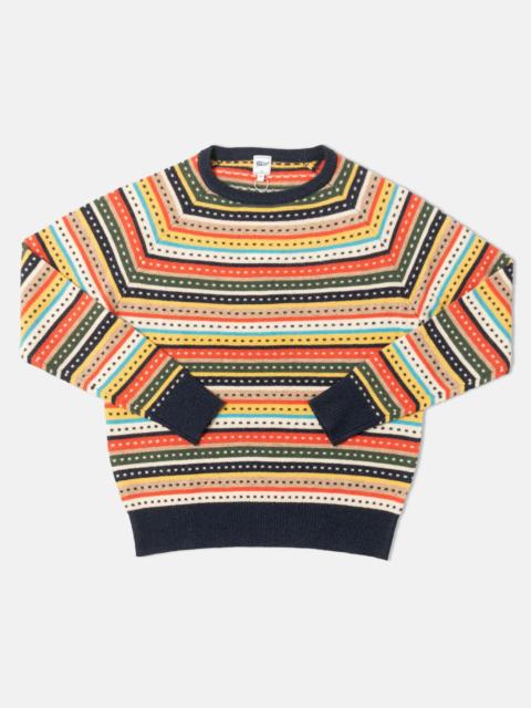 J. PRESS NORDIC STRIPE CREWNECK SWEATER - TRIM FIT