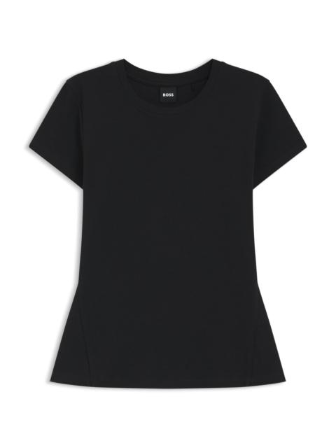 BOSS COTTON-CREPE T-SHIRT WITH LUSTROUS PIPING