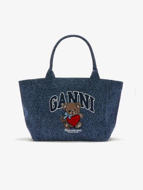 GANNI DENIM MEDIUM BEAR TOTE