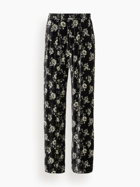 R13 Double Pleat Trouser in Floral on Black