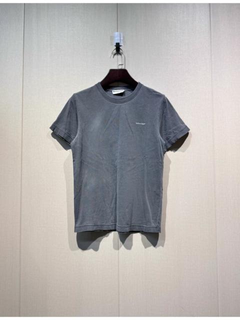 BALENCIAGA Balenciaga Logo Washed Grey Short Sleeve T-Shirt