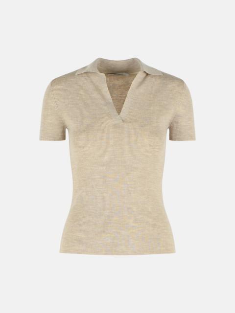 Max Mara 'ALBERO' IVORY VIRGIN WOOL POLO SHIRT