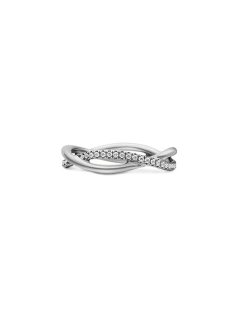 DAVID YURMAN David Yurman DY Lanai Band Ring in Platinum with Pavé Diamonds at Nordstrom