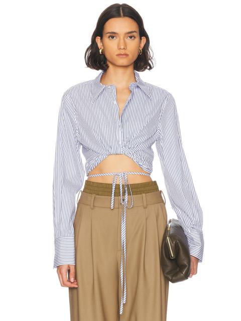 Striped Long Sleeve Wrap Top