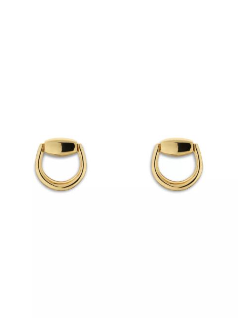 GUCCI 18K Yellow Gold Horsebit Stud Earrings