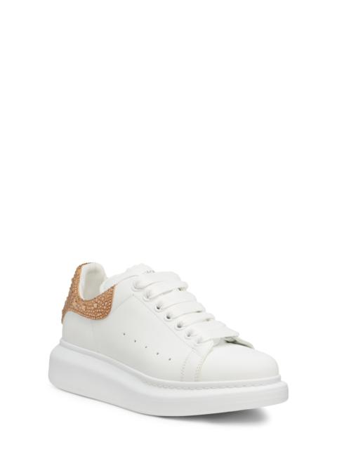 Alexander McQueen McQueen Oversize Crystal Embellished Sneaker in White/Dark Camel at Nordstrom