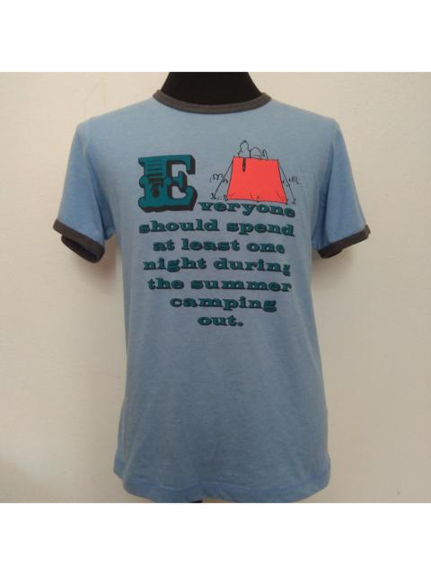 Other Designers Cartoon Network - Snoopy Cartoon Dog Camping Ringer Blue Shirt