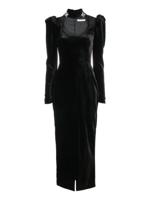Alessandra Rich Puff-Shoulders Velvet Gown