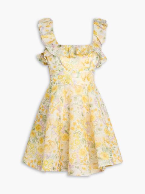 Zimmermann Ruffled floral-print linen and silk-blend gauze mini dress
