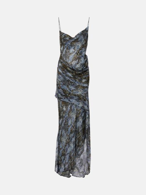CHRISTOPHER ESBER Snake-print draped silk maxi dress