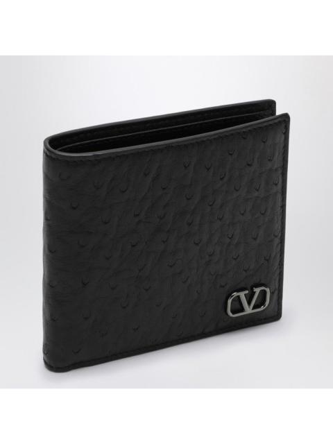Valentino Valentino Garavani Vlogo Signature Black Leather Bi-Fold Wallet Men
