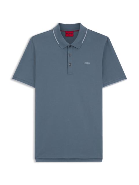 HUGO EMBROIDERED-LOGO SLIM-FIT POLO SHIRT IN STRETCH COTTON