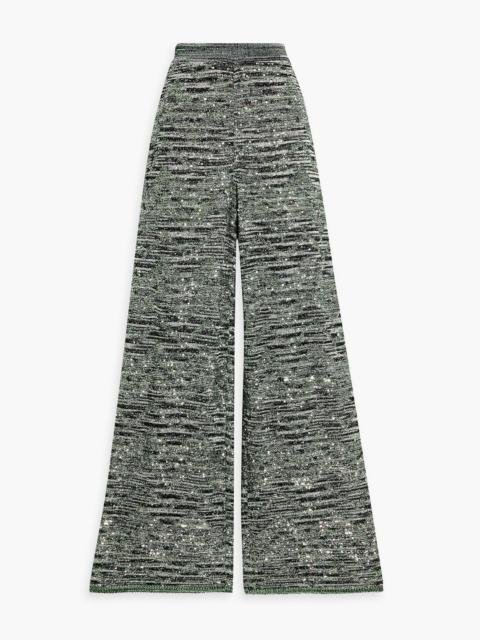 Missoni Sequin-embellished metallic crochet-knit wide-leg pants