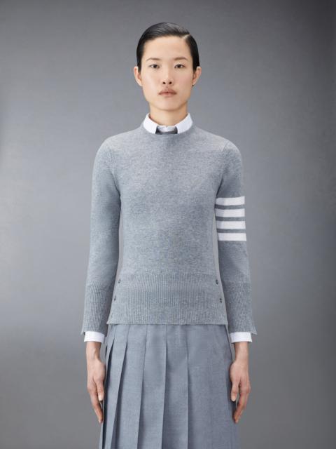 Thom Browne Light Grey Cashmere 4-Bar Classic Crew Neck Pullover