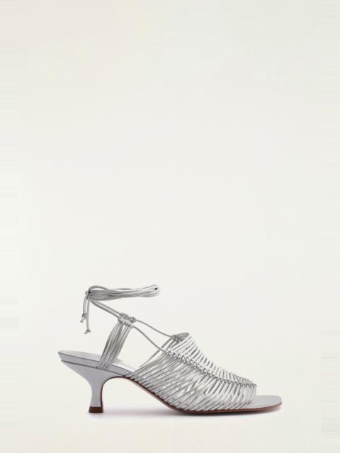FARM RIO Silver Macrame Heeled Sandal