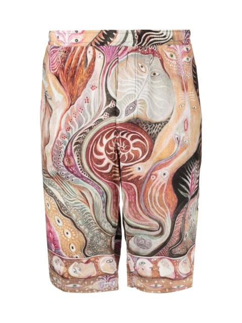 ENDLESS JOY DARK STAR GRAPHIC-PRINT SILK SHORTS