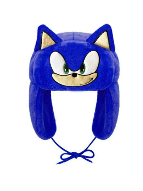 Other Designers Japanese Cartoon Anime Sonic Hedgehog Ushanka Black Hat Cute Y2K Warm Earflap Trapper Hat Bomber