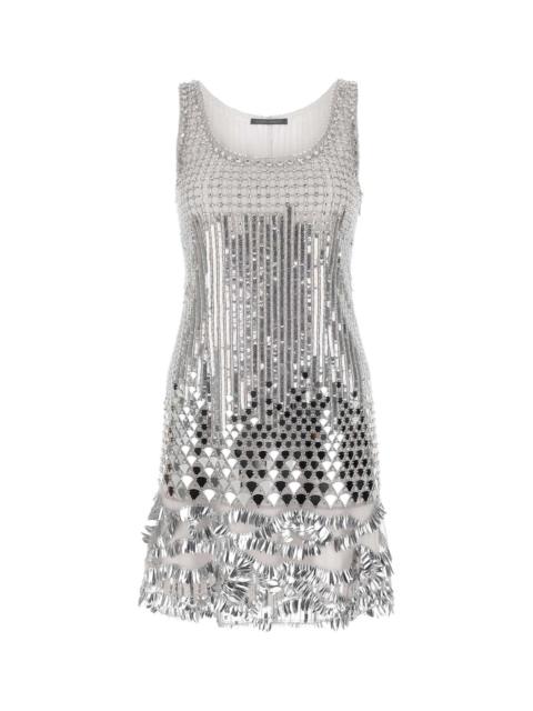 Other Designers Alberta Ferretti Women Silver Sequins Mini Dress