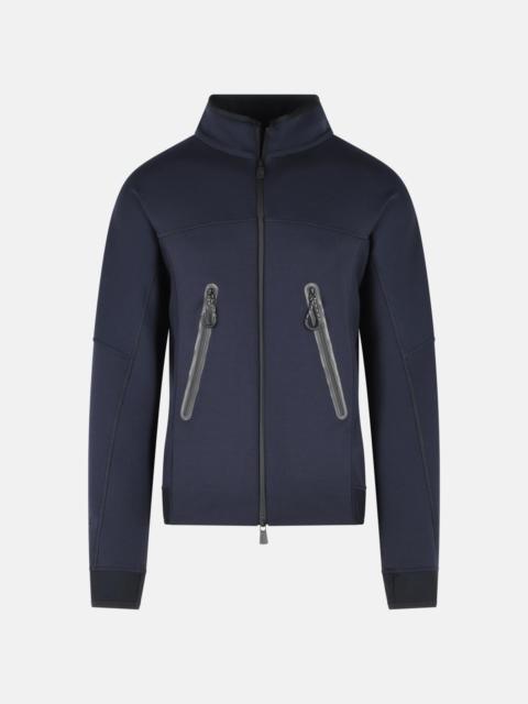 Moncler Grenoble DARK BLUE POLYESTER BLEND LOGO SWEATSHIRT WITH ZIP