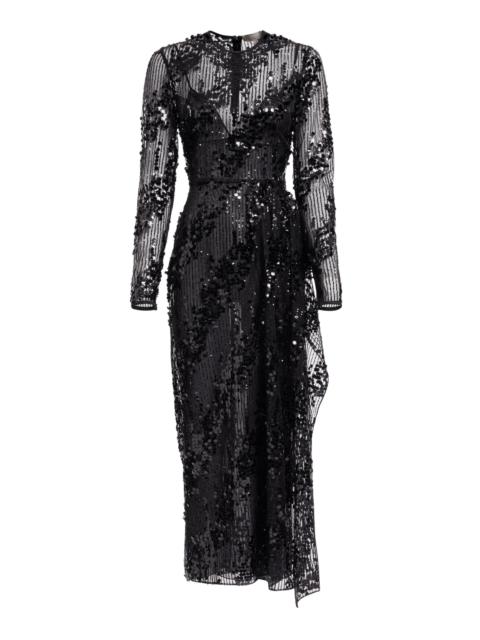 ELIE SAAB Sequined Midi Dress black