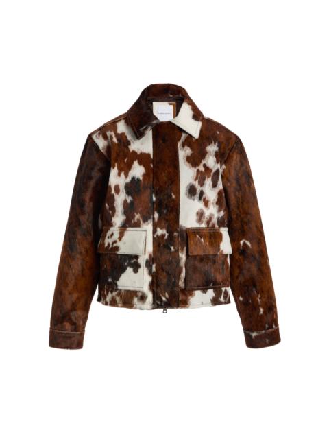 BRANDON MAXWELL The Blaine Cow-Print Leather Jacket animal