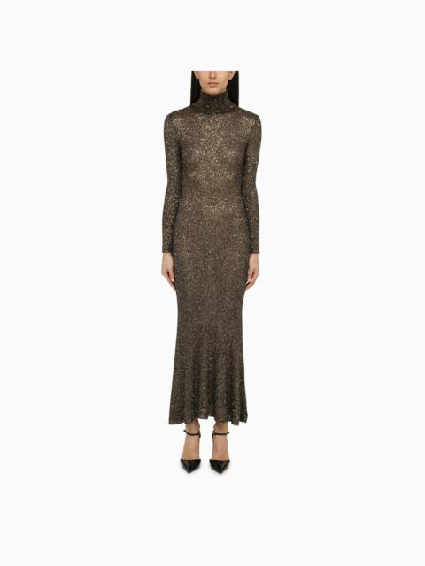 Balenciaga Brown And Gold Dress With Sequins