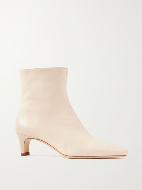 STAUD Wally leather ankle boots Cream