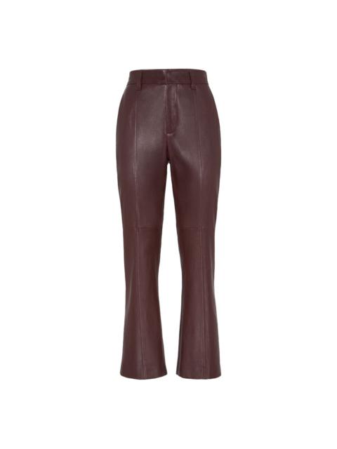 Brunello Cucinelli leather flared trousers