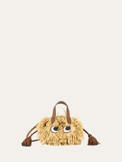 Anya Hindmarch Small Eyes Fringe Raffia Tote Bag