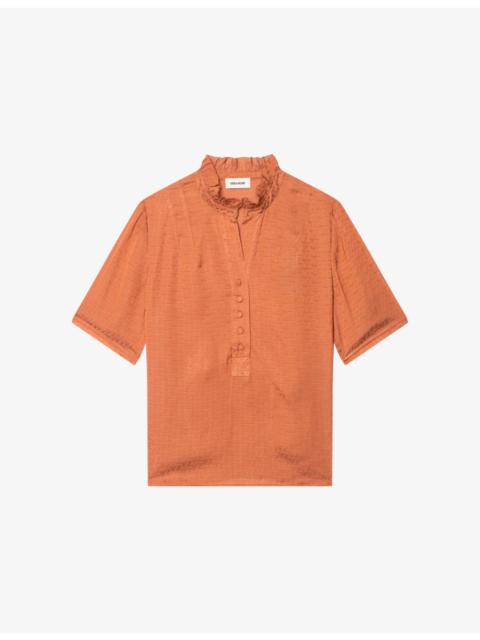 Zadig & Voltaire Short-Sleeved Frill-Collar Satin Shirt