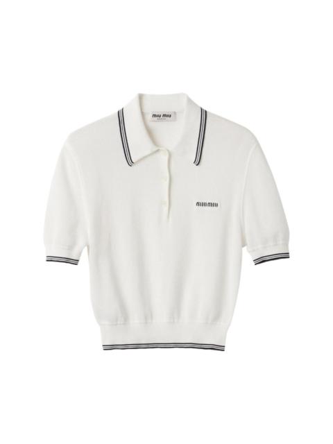 Miu Miu stripe-detail knit polo shirt