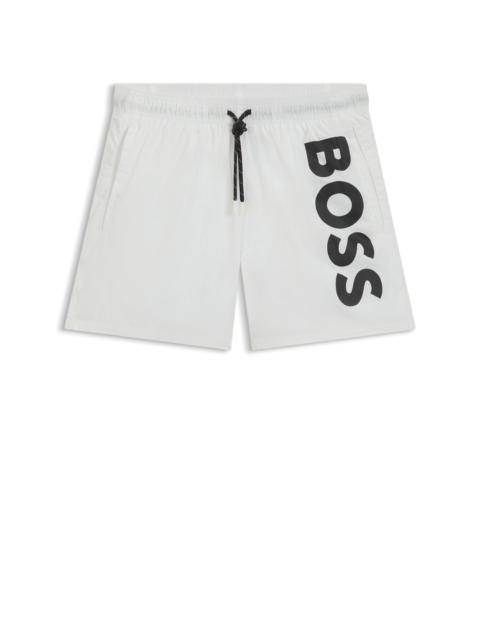 BOSS CONTRAST-LOGO SWIM SHORTS IN QUICK-DRYING FABRIC