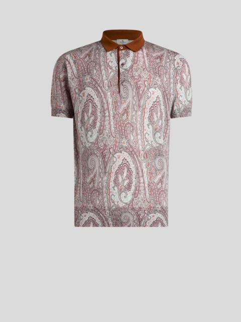 Etro SILK- AND CASHMERE-BLEND POLO SHIRT WITH FLORAL PAISLEY MOTIF