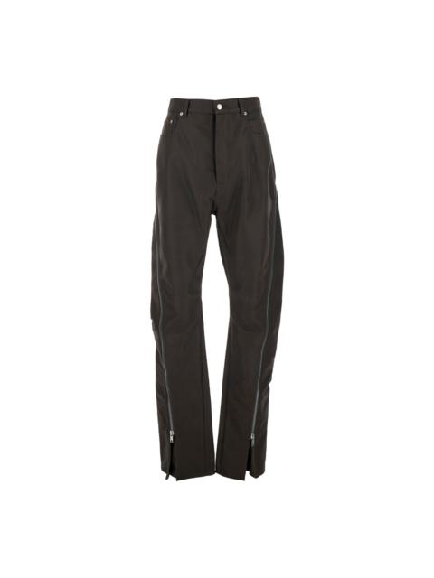Rick Owens 'bolan Banana' Grey Pants With Zip Details In Cotton Stretch Man