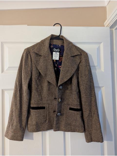 Dolce & Gabbana Tweed wool brown blazer jacket