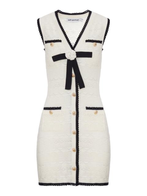 self-portrait Self-Portrait Women White Mini Dress In Quilted Knit