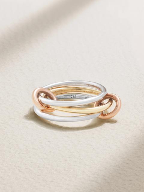 Spinelli Kilcollin Solarium Set Of Three 18-karat Yellow And Rose Gold And Sterling Silver Rings