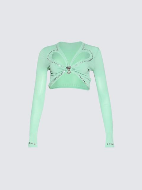 rabanne Cut Out Cropped Top Pistachio