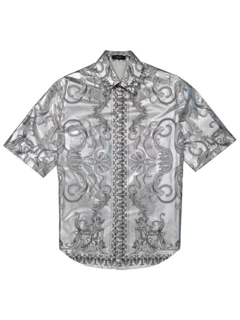 VERSACE Versace Men's Silver / Black Silver Baroque Silk Shirt