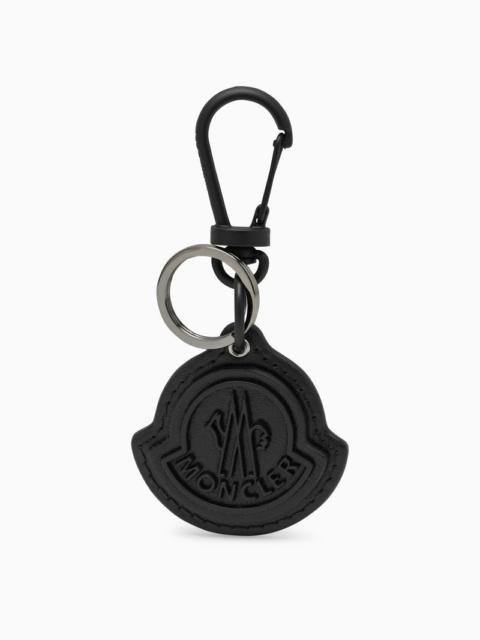 Moncler Black Leather Keyring With Logo Men
