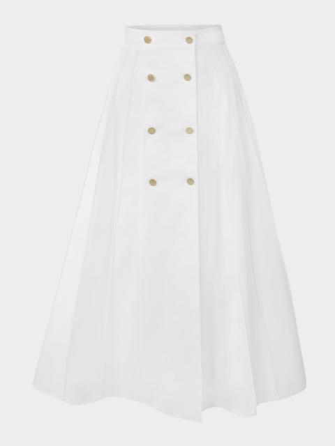 CAROLINA HERRERA A-Line Sailor-Button Midi Skirt