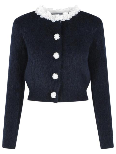 self-portrait Self Portrait 'Flower' Navy Alpaca Blend Cardigan Women
