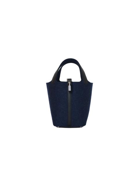 Hermès Hermes Picotin 18 Lock Bag Palladium Hardware Black Fur Blue
