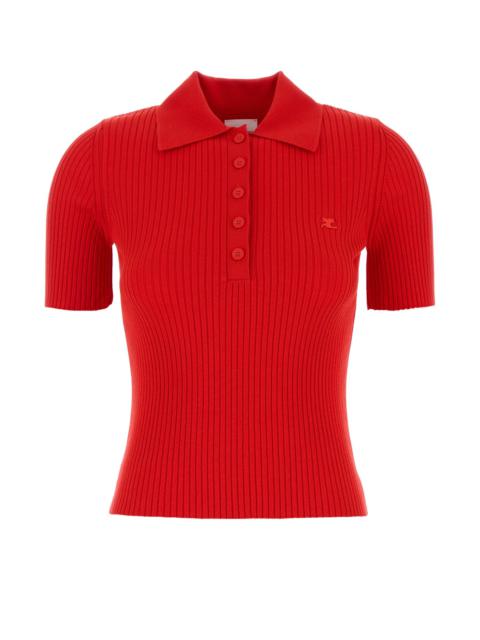 courrèges Red viscosa blend polo shirt